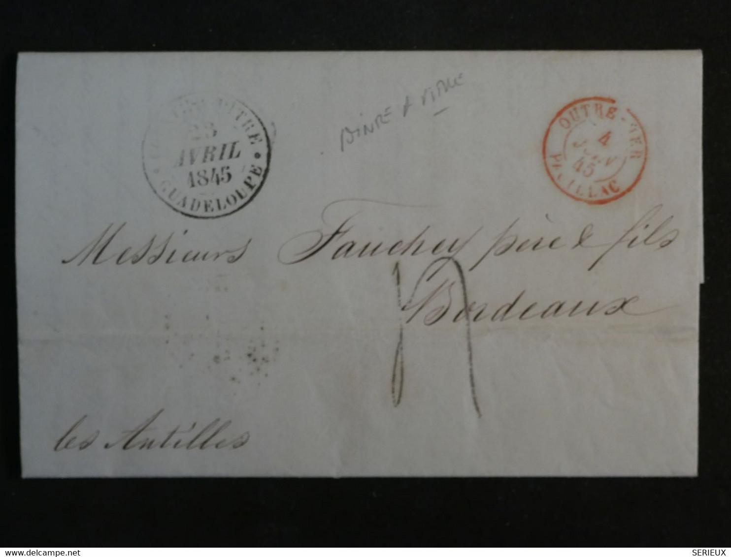 AM 24 GUADELOUPE   BELLE LETTRE   1845 POINTE A PITRE A   BORDEAUX FRANCE  ++AFFRANCH.PLAISANT + - Unclassified