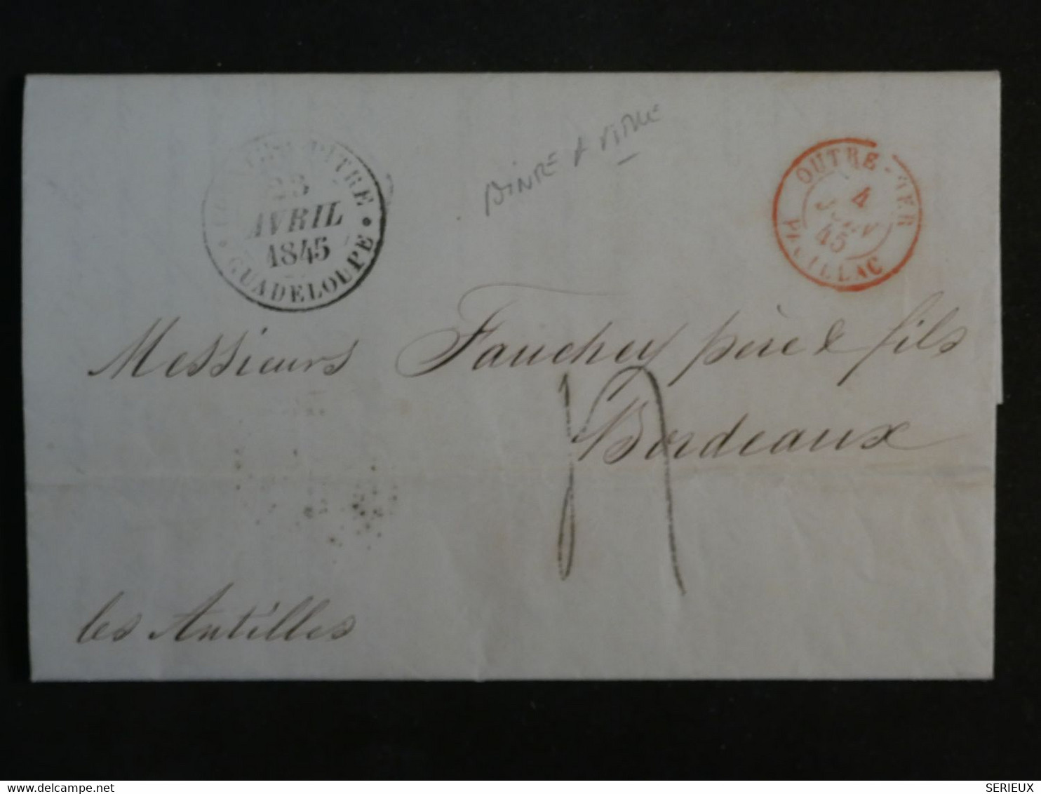 AM 24 GUADELOUPE   BELLE LETTRE   1845 POINTE A PITRE A   BORDEAUX FRANCE  ++AFFRANCH.PLAISANT + - Sin Clasificación