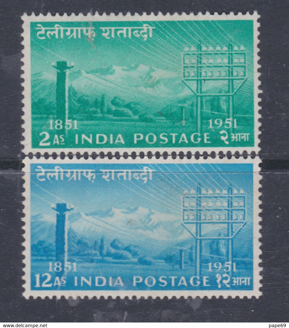 Inde N° 46 / 47 X Centenaire Du Télégraphe, Les 2 Valeurs Trace De Charnière Sinon TB - Unused Stamps