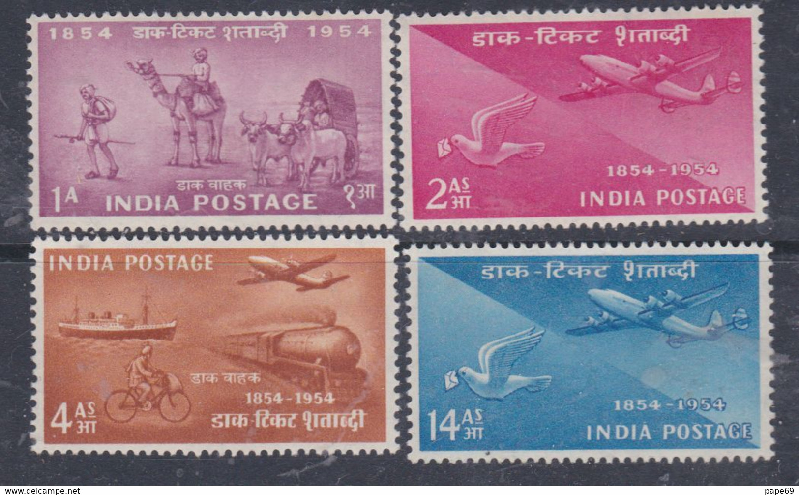 Inde N° 48 / 51 X Centenaire Du Timbre, Les 4 Valeurs Trace De Charnière Sinon TB - Unused Stamps