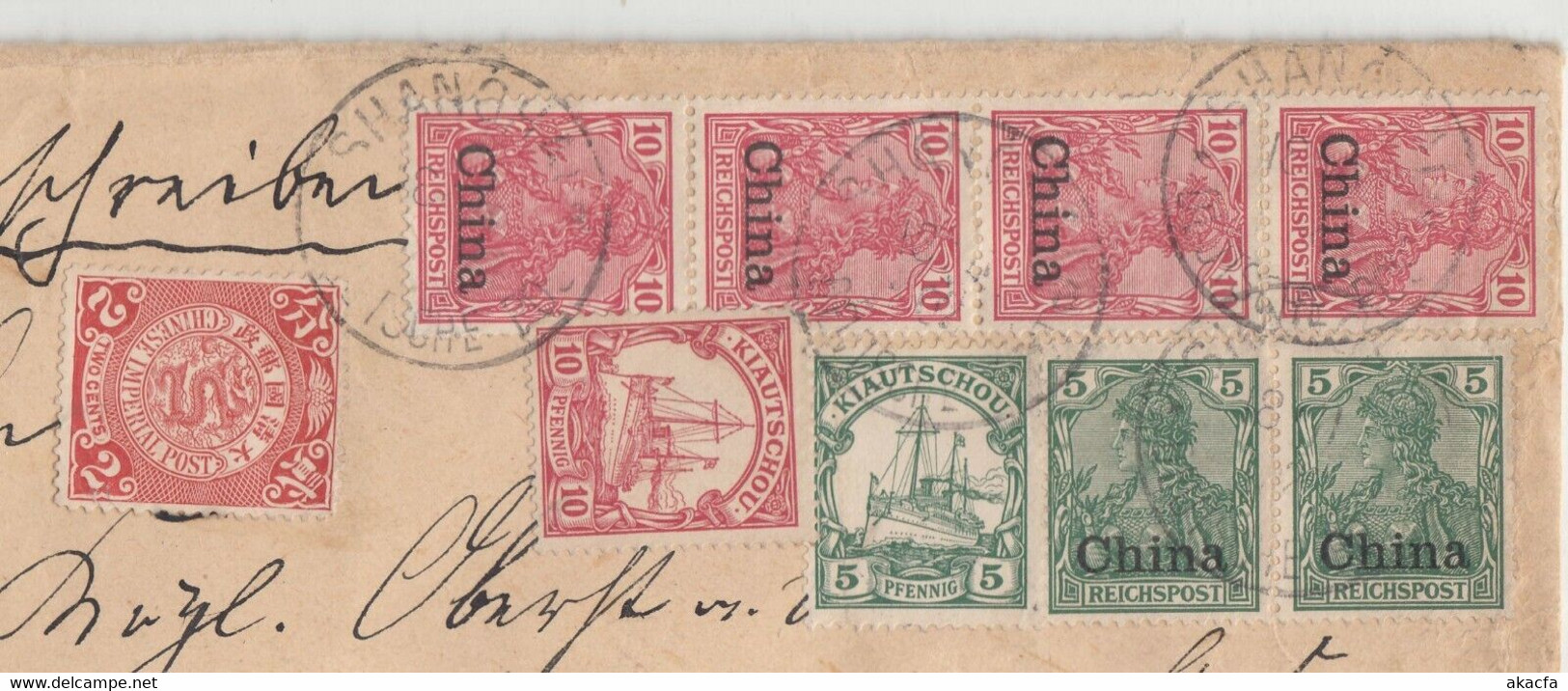 CHINA 1902 Registered Cover Deutsche Post Shanghai Mixed Franking (c023) - Brieven En Documenten