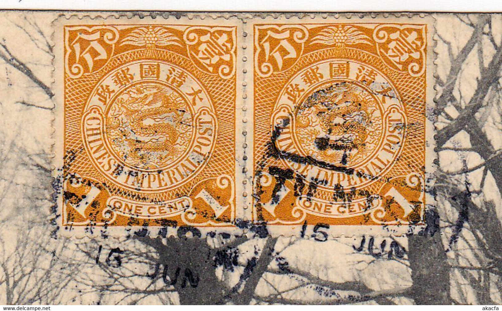 CHINA Tientsin 1908 Dragon Cover Postcard New Caledonia RARE Destination (c007) - Covers & Documents
