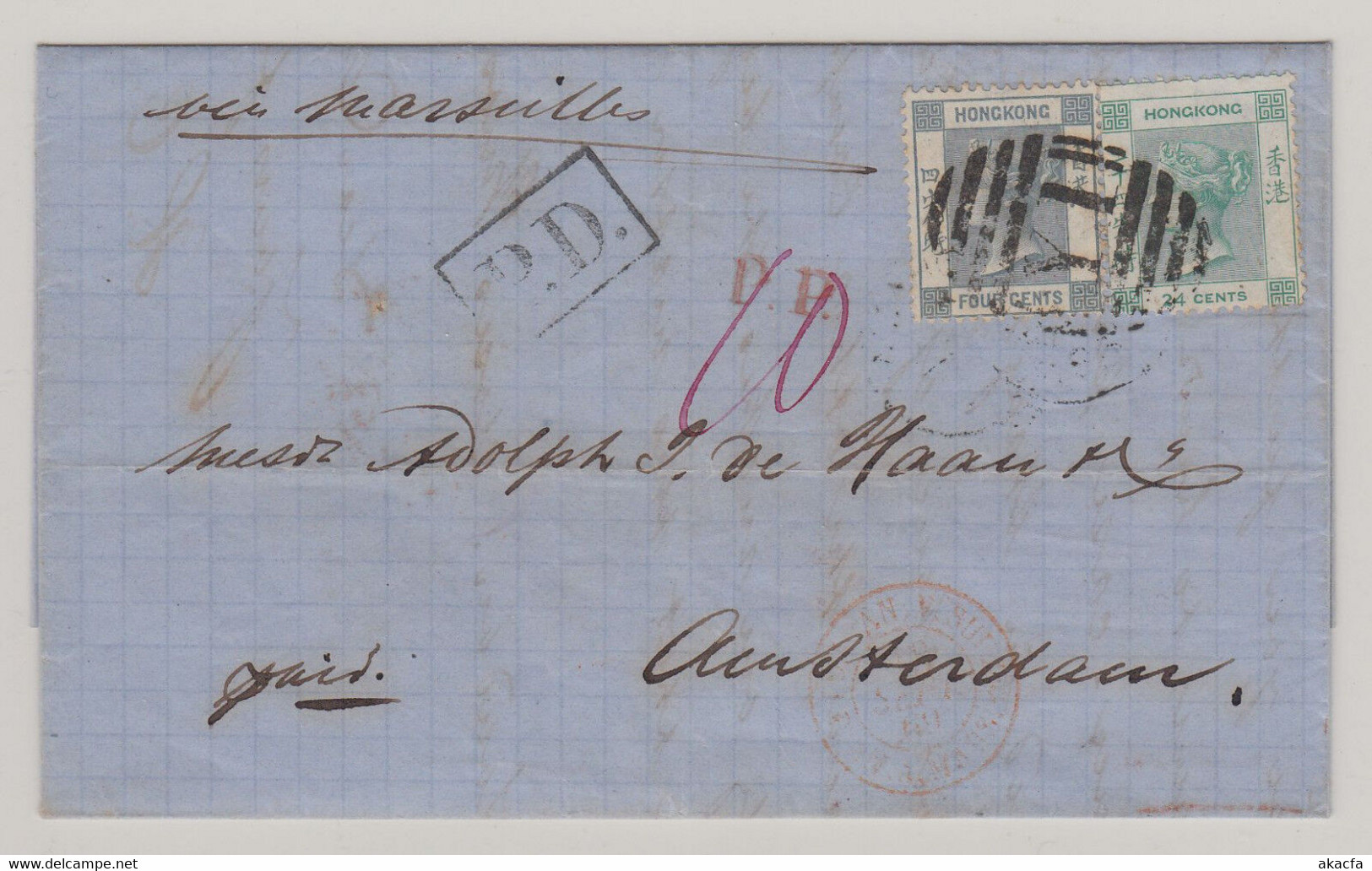 HONG KONG Cover 1869 British P.O. Yokohama Japan To Amsterdam NL, RARE! (C101) - Lettres & Documents