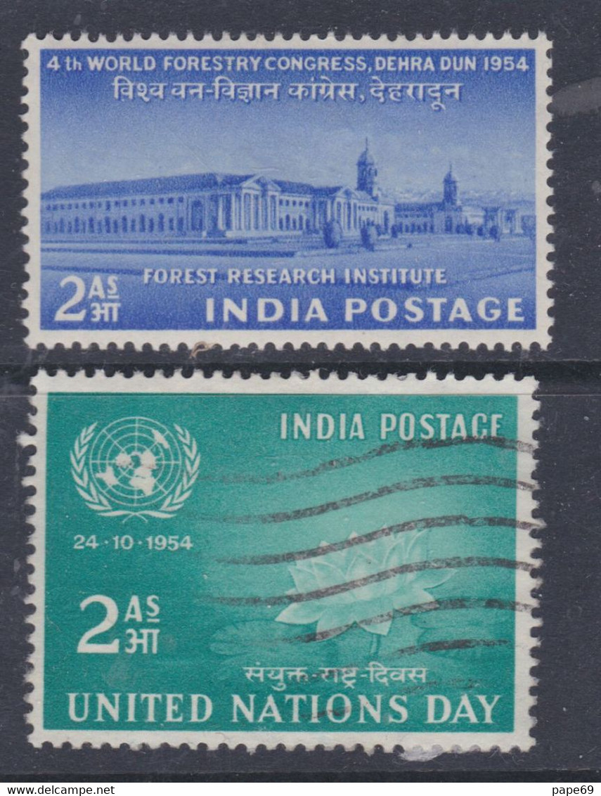 Inde N° 52 O + 53 X Journée Des Nations-Unies Congrès Forestier, Les 2 Valeurs Trace De Charnière Et Oblitérée, Sinon TB - Unused Stamps