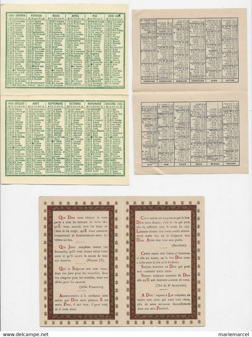 3 Calendriers. Religieux. 1946. 1955. 1 Calendrier Spirituel. - Small : ...-1900