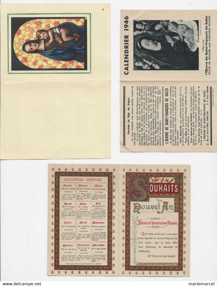 3 Calendriers. Religieux. 1946. 1955. 1 Calendrier Spirituel. - Formato Piccolo : ...-1900