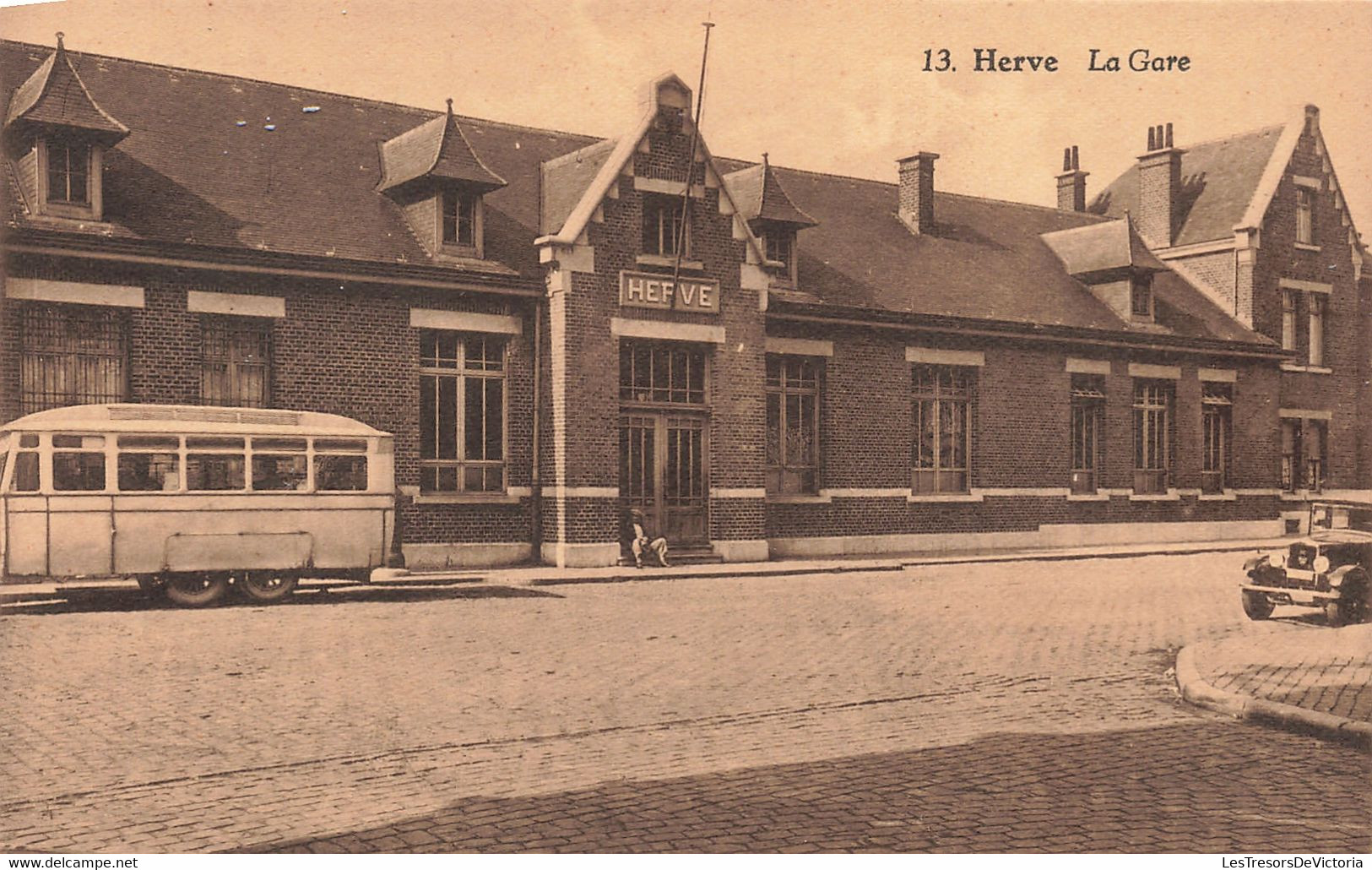 Belgique - Herve - La Gare - Edit. Mathot - Photo Belge Lumière - Automobile - Bus - Carte Postale Ancienne - Herve
