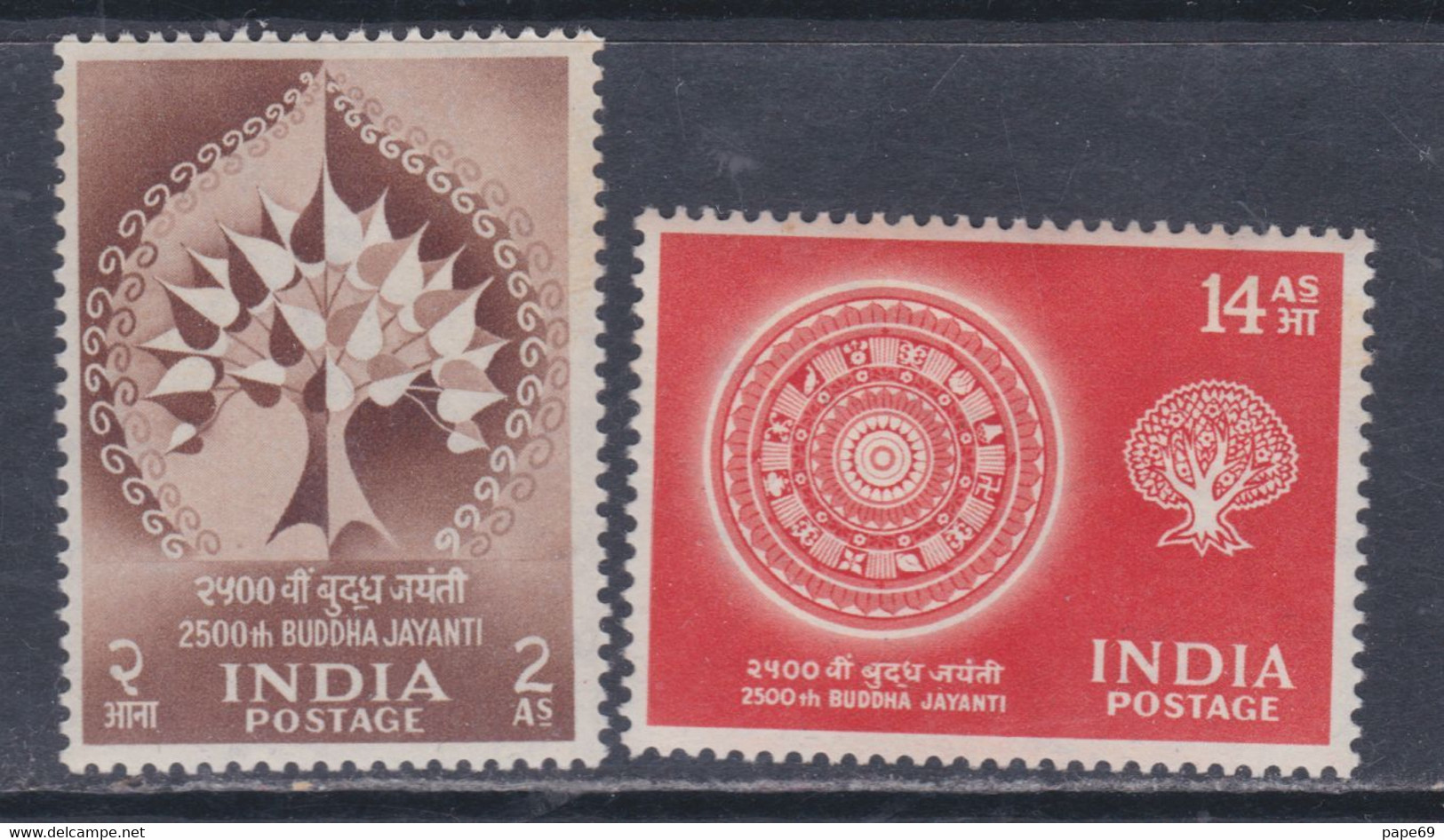 Inde N° 68 / 69 X 2500è Anniversaire De La Naissance De Bouddha, Les 2 Valeurs Trace De Charnière Sinon TB - Ungebraucht