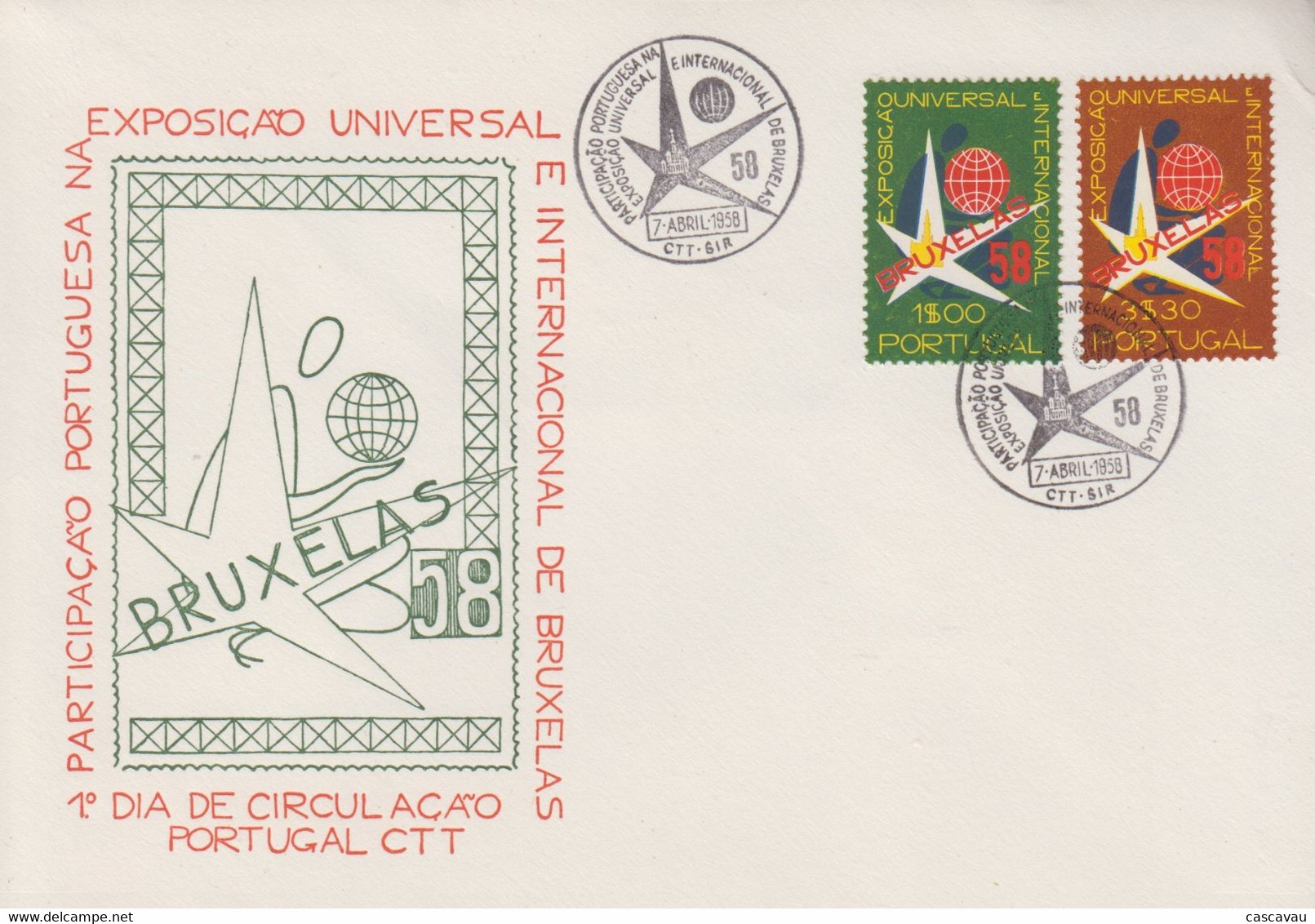 Enveloppe  FDC   1er  Jour    PORTUGAL   Exposition   Universelle   De   BRUXELLES   1958 - 1958 – Bruxelles (Belgique)