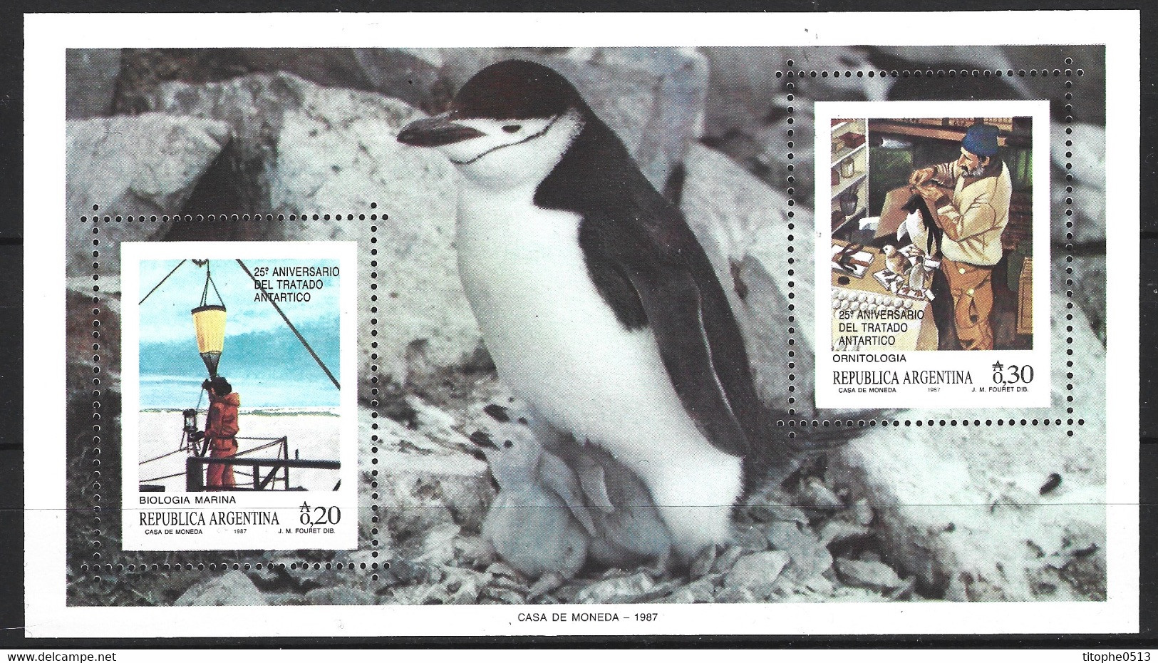 ARGENTINE. BF 35 De 1987. Traité Sur L'Antarctique/Biologie Marine/Ornithologie. - Traité Sur L'Antarctique