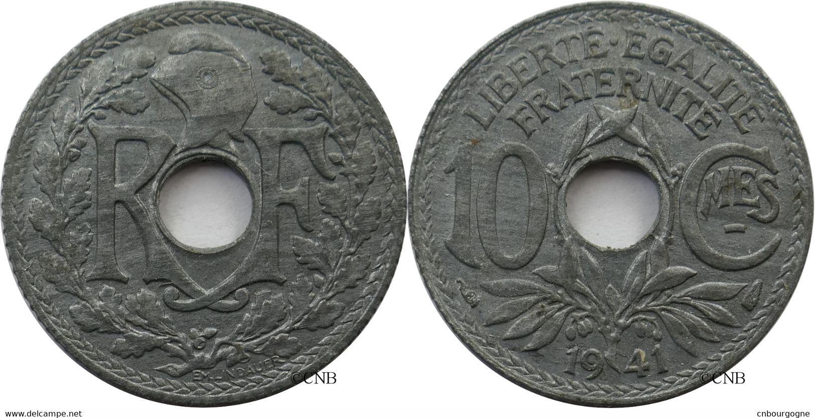 France - État Français - 10 Centimes Lindauer Zinc, Cmes Souligné 1941 - SUP/AU58 - Fra4678 - 10 Centimes