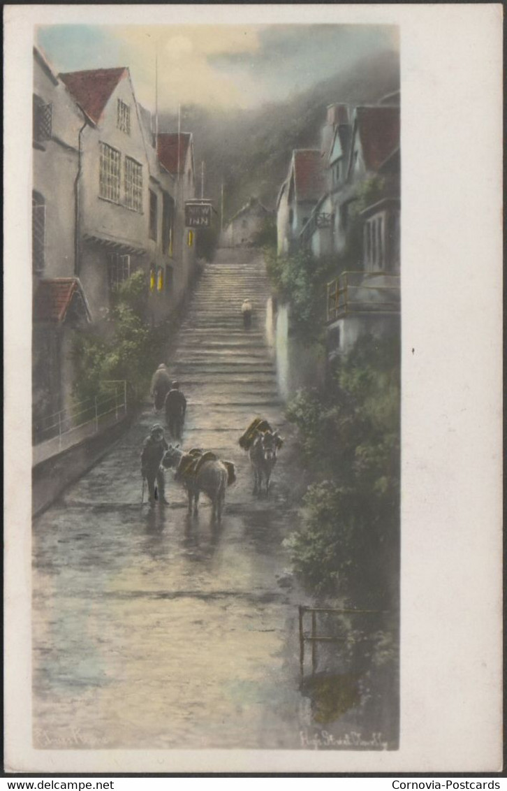 Elmer Keene - High Street, Clovelly, Devon, C.1920 - Charles Worcester RP Postcard - Clovelly