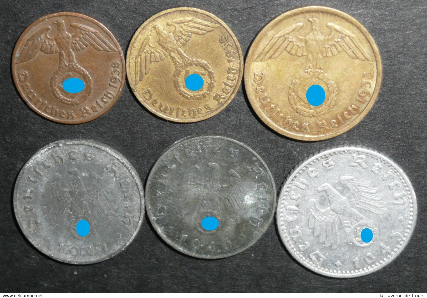 Rare Lot De 6 Pièces De Monnaies Allemandes, Deutsches Reich 1938 1941 1943 - Verzamelingen