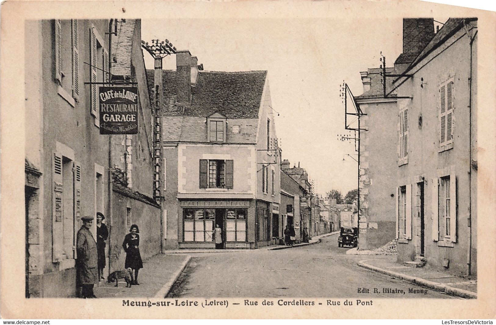 France - Meung Sur Loire - Rue Des Cordeliers - Rue Du Pont - Animé - Automobile - Carte Postale Ancienne - Orleans