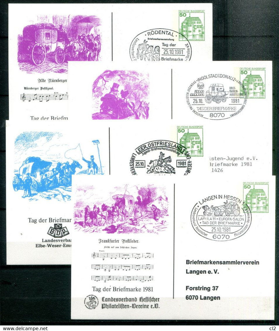 Tag Der Briefmarke 1981 - PP104/125 à PP104/134 - Cartes Postales Privées - Oblitérées