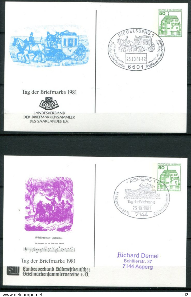 Tag Der Briefmarke 1981 - PP104/125 à PP104/134 - Cartes Postales Privées - Oblitérées