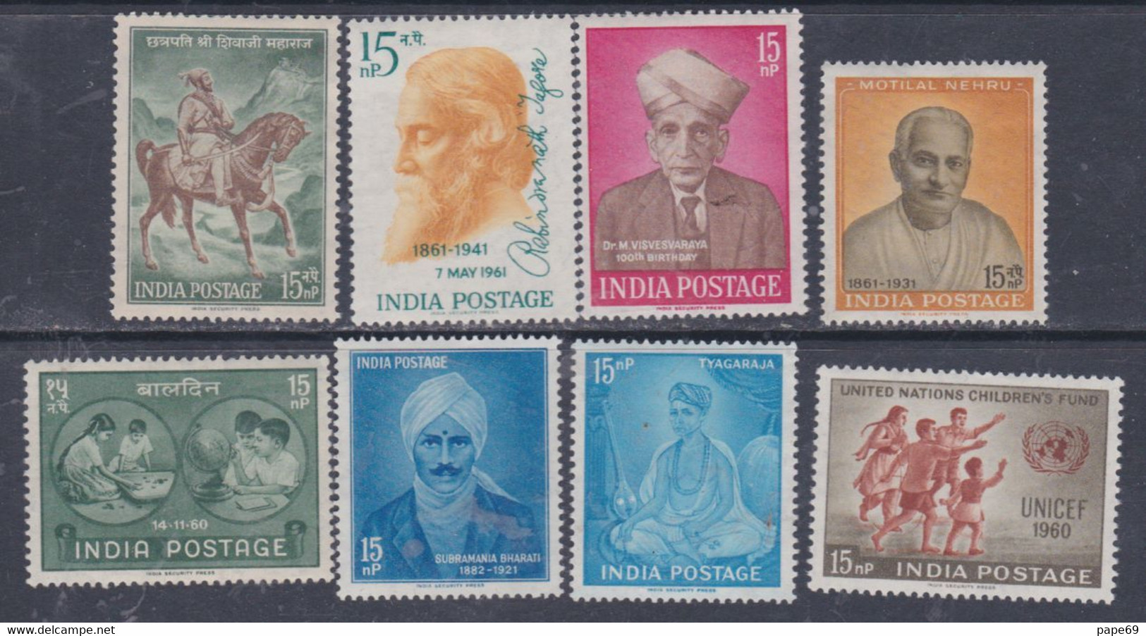 Inde N° 119 / 26 X :  Les 8 Valeurs  Trace De Charnière  Sinon TB - Unused Stamps