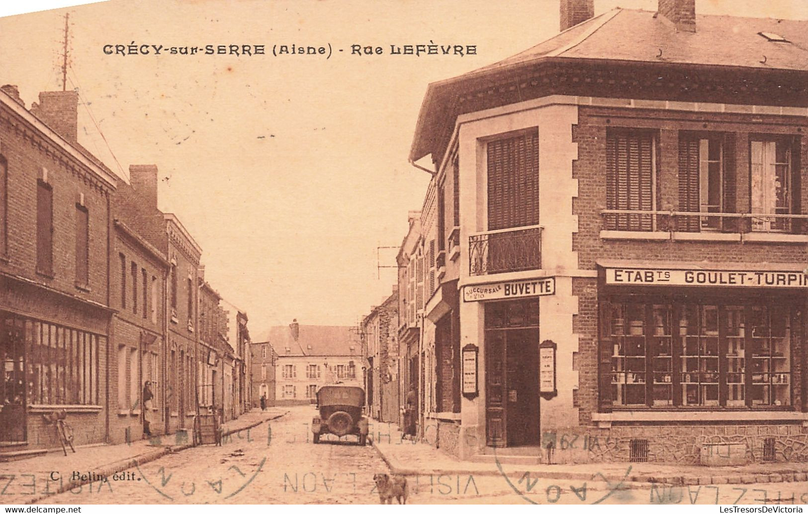 France - Grécy Sur Serre - Rue Lefèvre - Edit. C. Belin - Automobile - Goulet Turpin - Carte Postale Ancienne - Laon