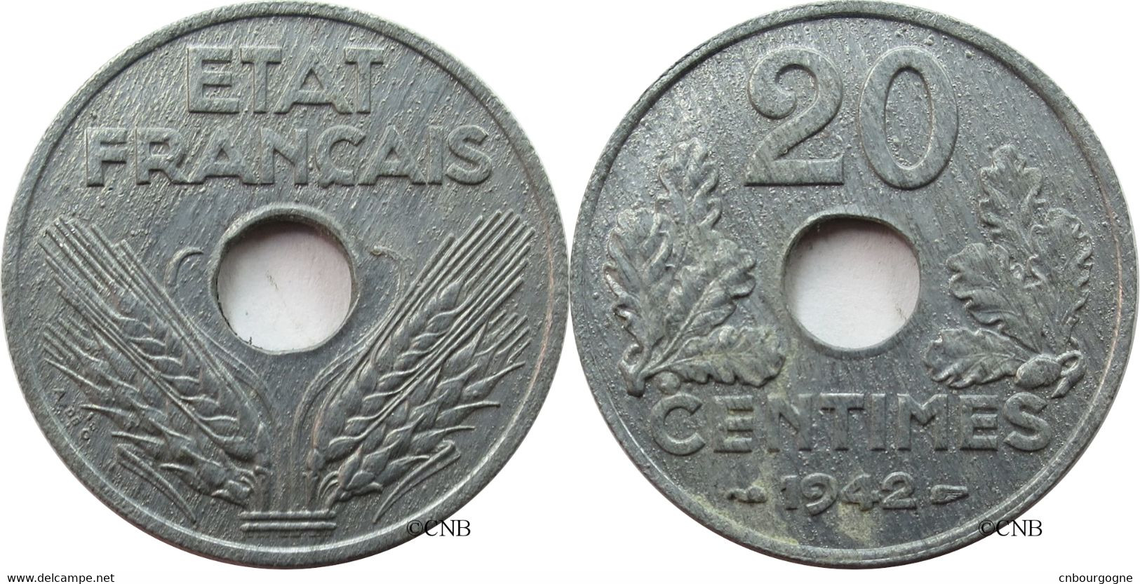 France - État Français - 20 Centimes État Français Type 20 Poids Lourd 1942 - SUP/AU58 ! - Fra4563 - 20 Centimes