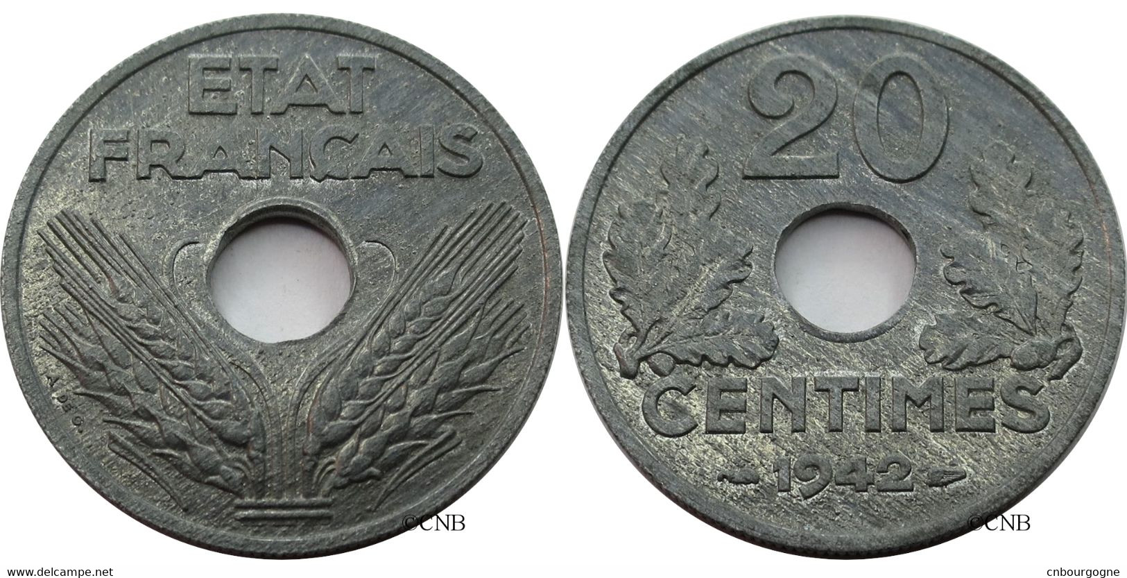 France - État Français - 20 Centimes État Français Type 20 Poids Lourd 1942 - SUP/AU58 ! - Fra4564 - 20 Centimes