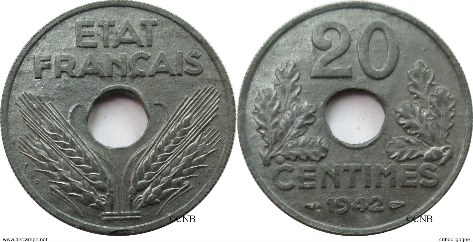 France - État Français - 20 Centimes État Français Type 20 Poids Lourd 1942 - SUP/MS60 - Fra4567 - 20 Centimes