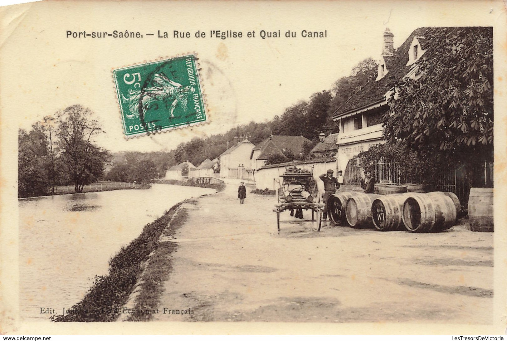 France - Port Sur Saone - La Rue De L'église Et Quai Du Canal - Edit. Janette Et Co - Animé - Carte Postale Ancienne - Vesoul