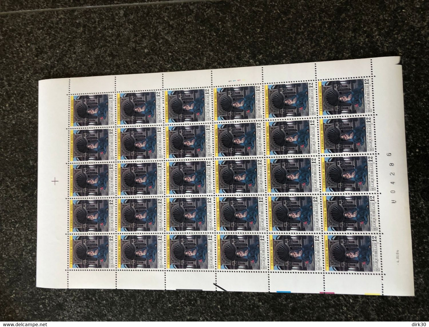 Belgie 1985 2157 EUROPALIA SPAIN JOINT ISSUE PAINTING MADONNA VAN LEUVEN Volledig Vel FULL SHEET MNH PLAATNUMMER 1 - 1981-1990