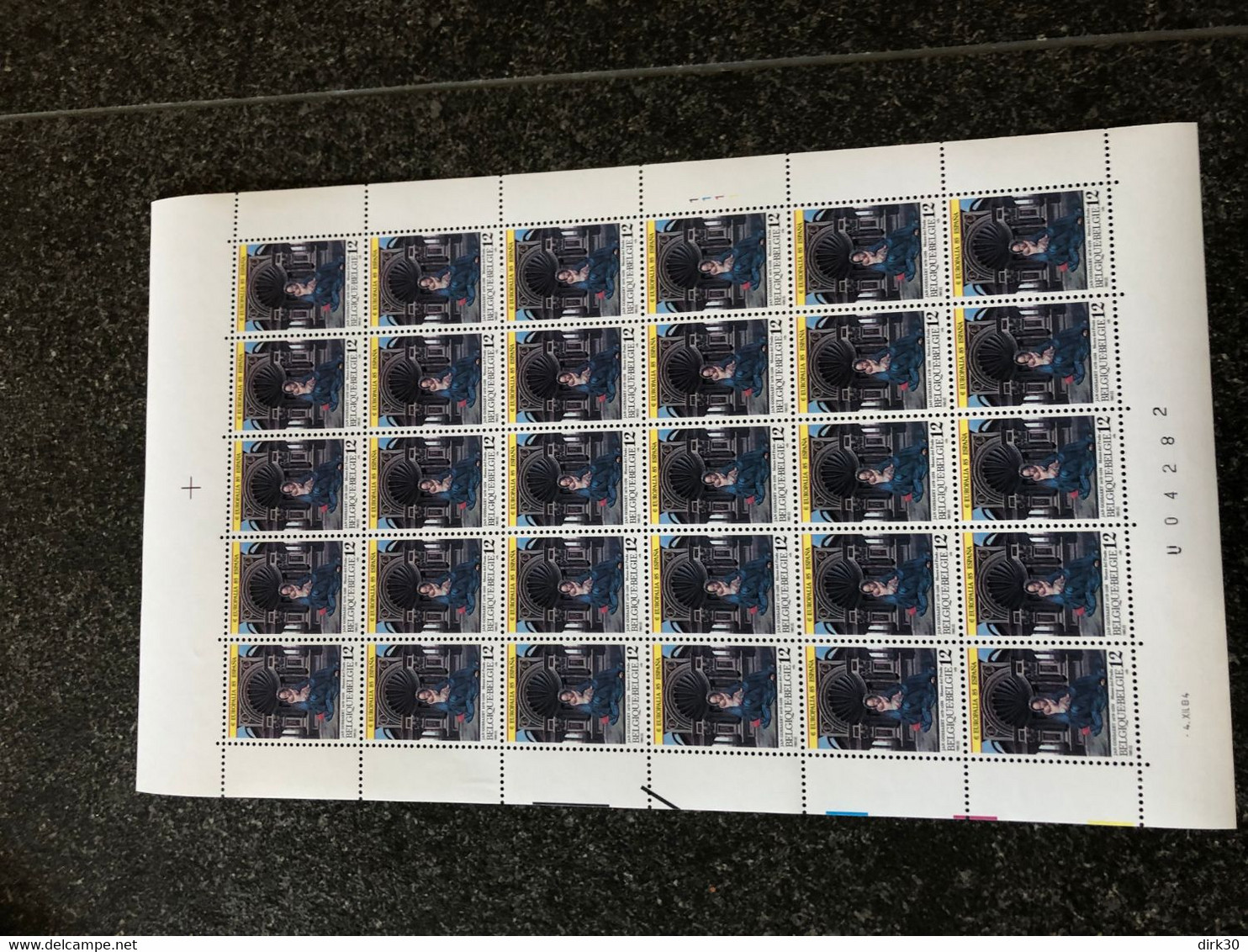 Belgie 1985 2157 EUROPALIA SPAIN JOINT ISSUE PAINTING MADONNA VAN LEUVEN Volledig Vel FULL SHEET MNH PLAATNUMMER 1 - 1981-1990