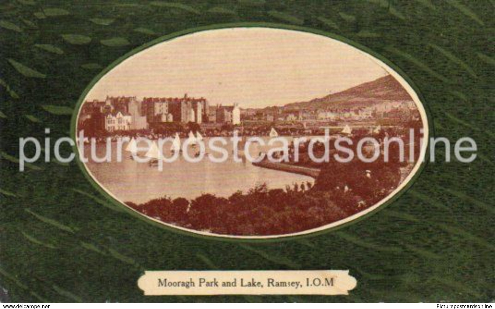MOORAGH PARK AND LAKE RAMSAY OLD B/W POSTCARD ISLE OF MAN - Ile De Man