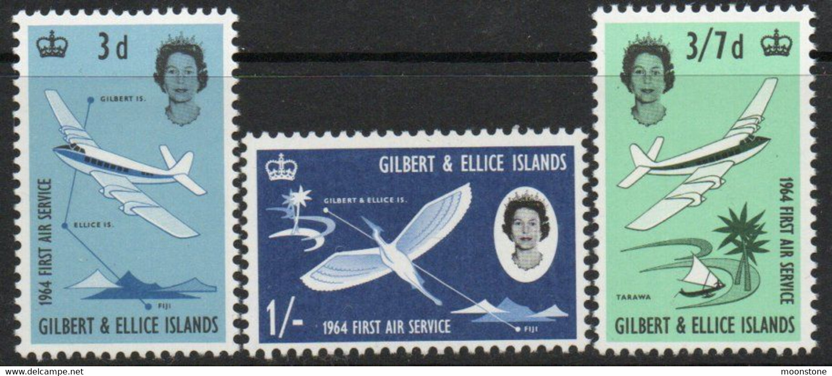 Gilbert & Ellice Islands 1964 1st Air Service Set Of 3, Hinged Mint, SG 82/4 (BP2) - Gilbert- Und Ellice-Inseln (...-1979)