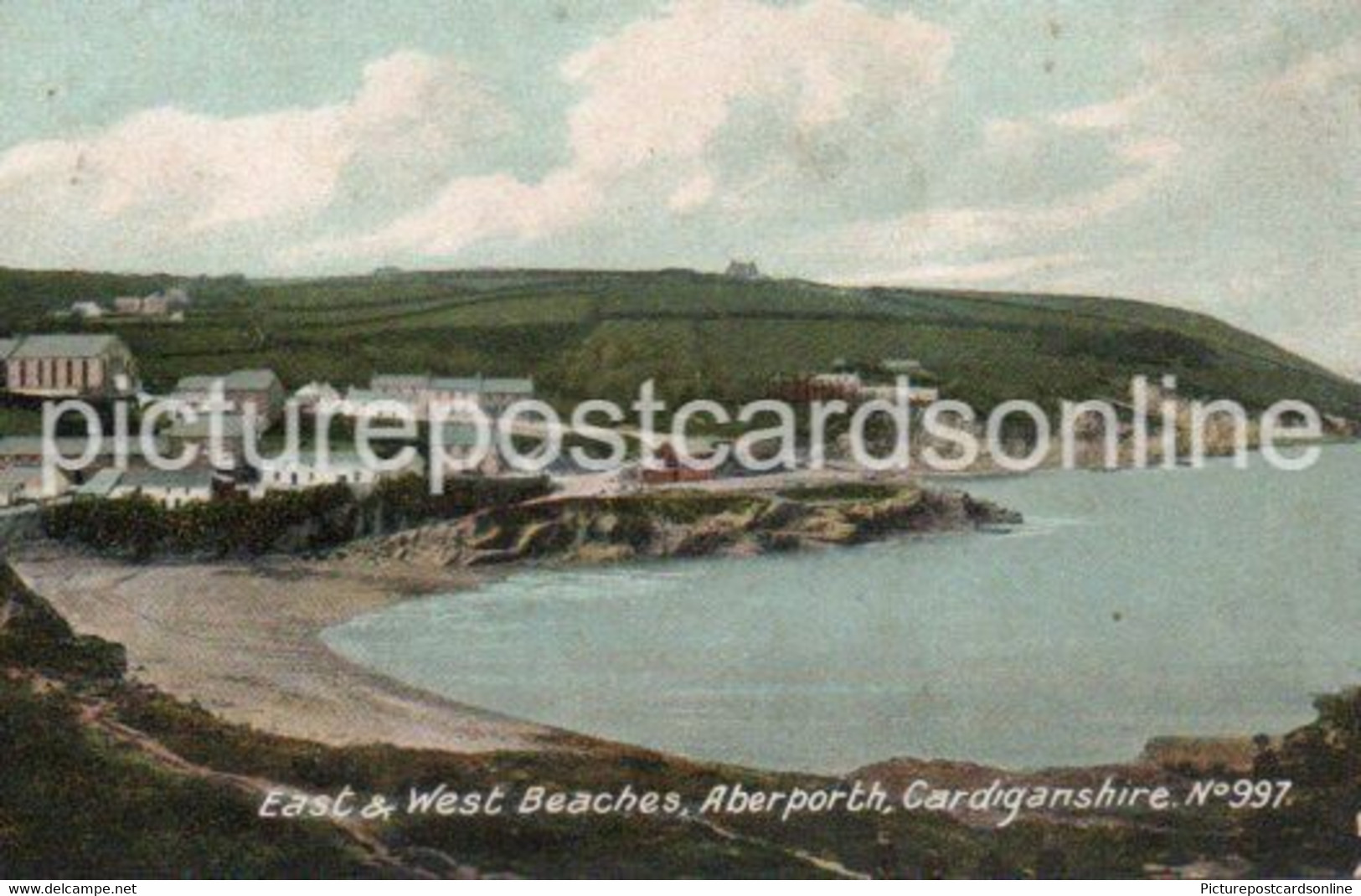 EAST AND WEST BEACHES ABERPORTH OLD COLOUR POSTCARD CARDIGANSHIRE WALES - Cardiganshire