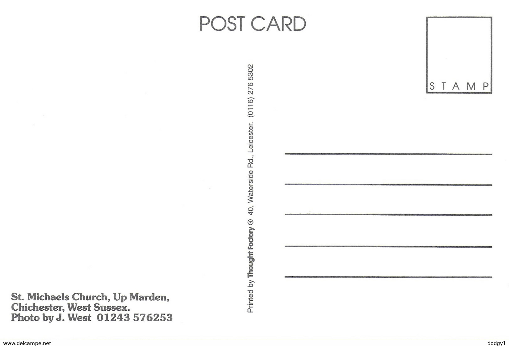 ST. MICHAELS CURCH, UP MARDE, CHICHESTER, SUSSEX, ENGLAND. UNUSED POSTCARD   Wd8 - Chichester