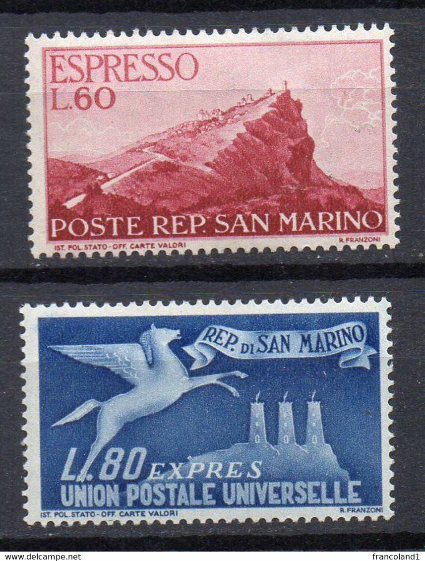 1950 S. Marino - Espressi 21 - 22 Integri MNH** - Francobolli Per Espresso