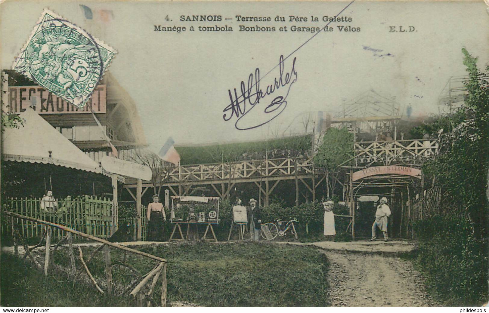 VAL D'OISE   SANNOIS  Terrasse Du Père La Galette  Manege A Tombola - Sannois