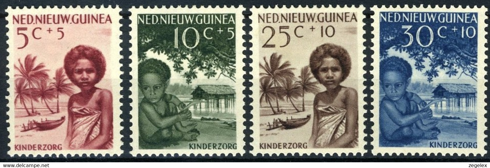 Nederlands Nieuw Guinea 1957, Kind NVPH 45-48 MH*/ongestempeld,hinged - Nueva Guinea Holandesa