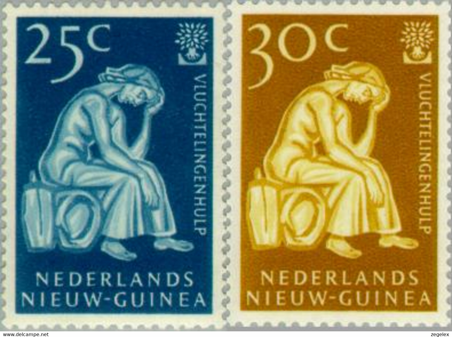 Nederlands Nieuw Guinea 1960 Vluchtelingen Jaar , Refugee Year. MH - Netherlands New Guinea