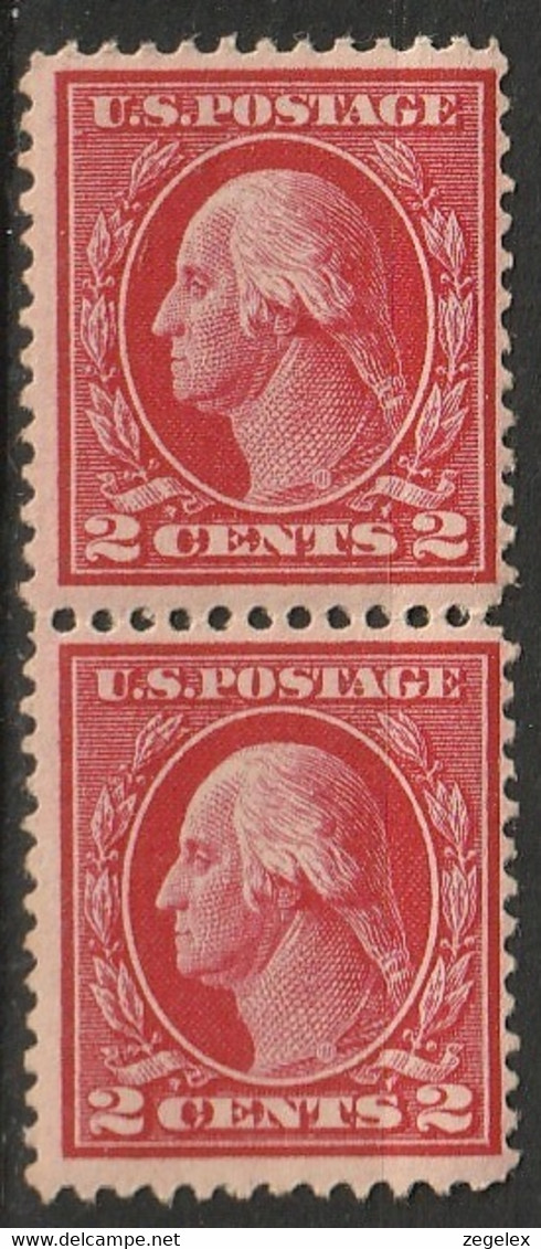 USA 1912-1914 2 Cts. Perf. 12 Strip Of 2 MNH**. Never Hinged. Scott No. 406 - Unused Stamps