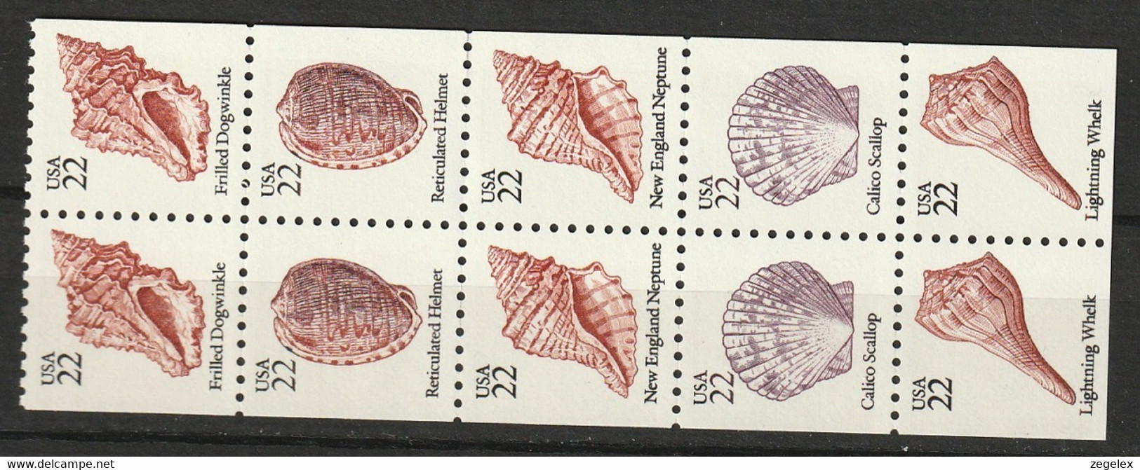 USA 1985 Sea Shells- Booklet Pane Of 10 Postfris MNH** Scott No. 2121a - Ungebraucht