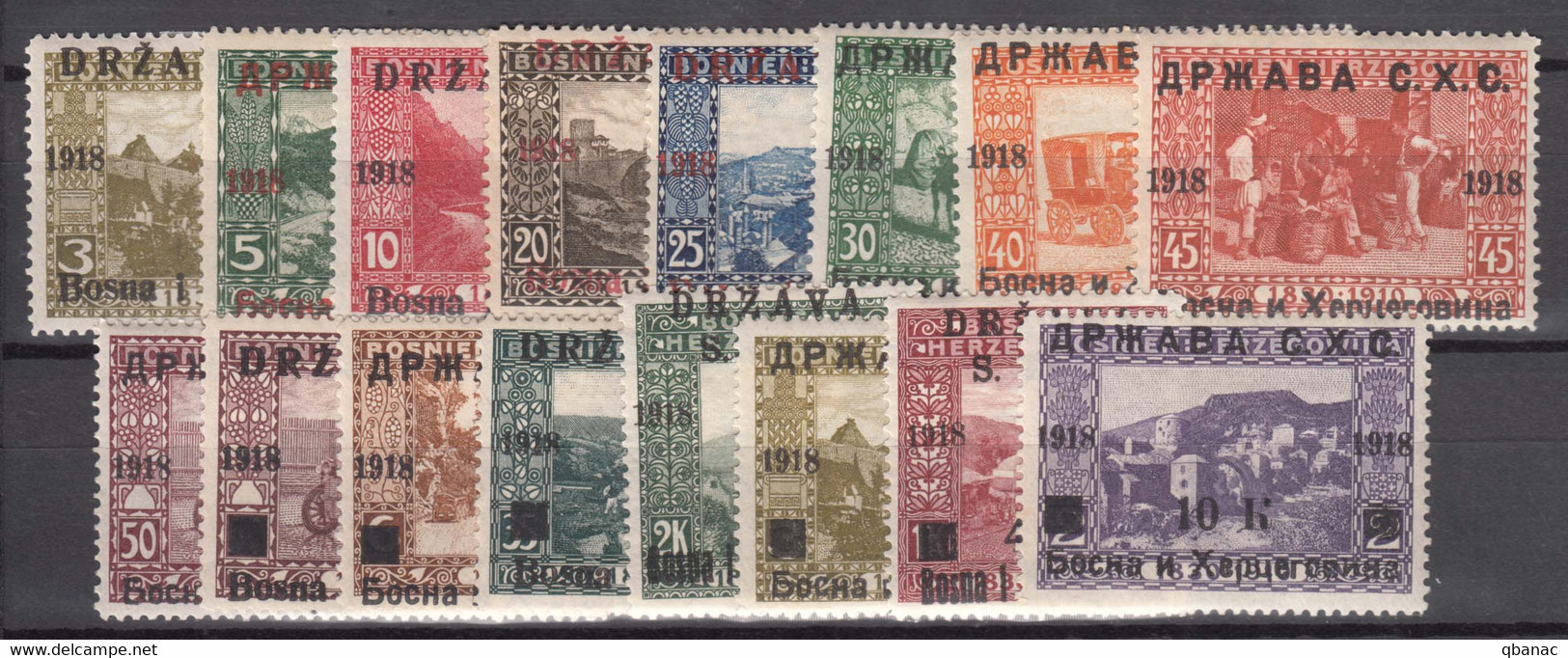 Yugoslavia Kingdom SHS, Issues For Bosnia 1918 Mi#1-16 Mint Hinged - Nuevos