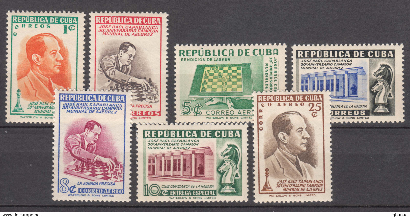 Cuba 1951 Complete Set, Chess World Champion Capablanca, Mint Never Hinged - Unused Stamps