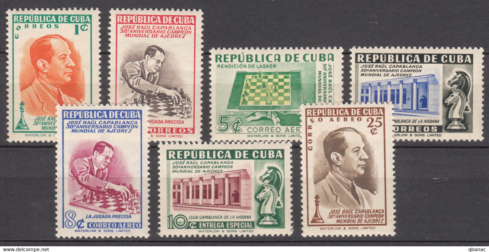 Cuba 1951 Complete Set, Chess World Champion Capablanca, Mint Never Hinged - Unused Stamps