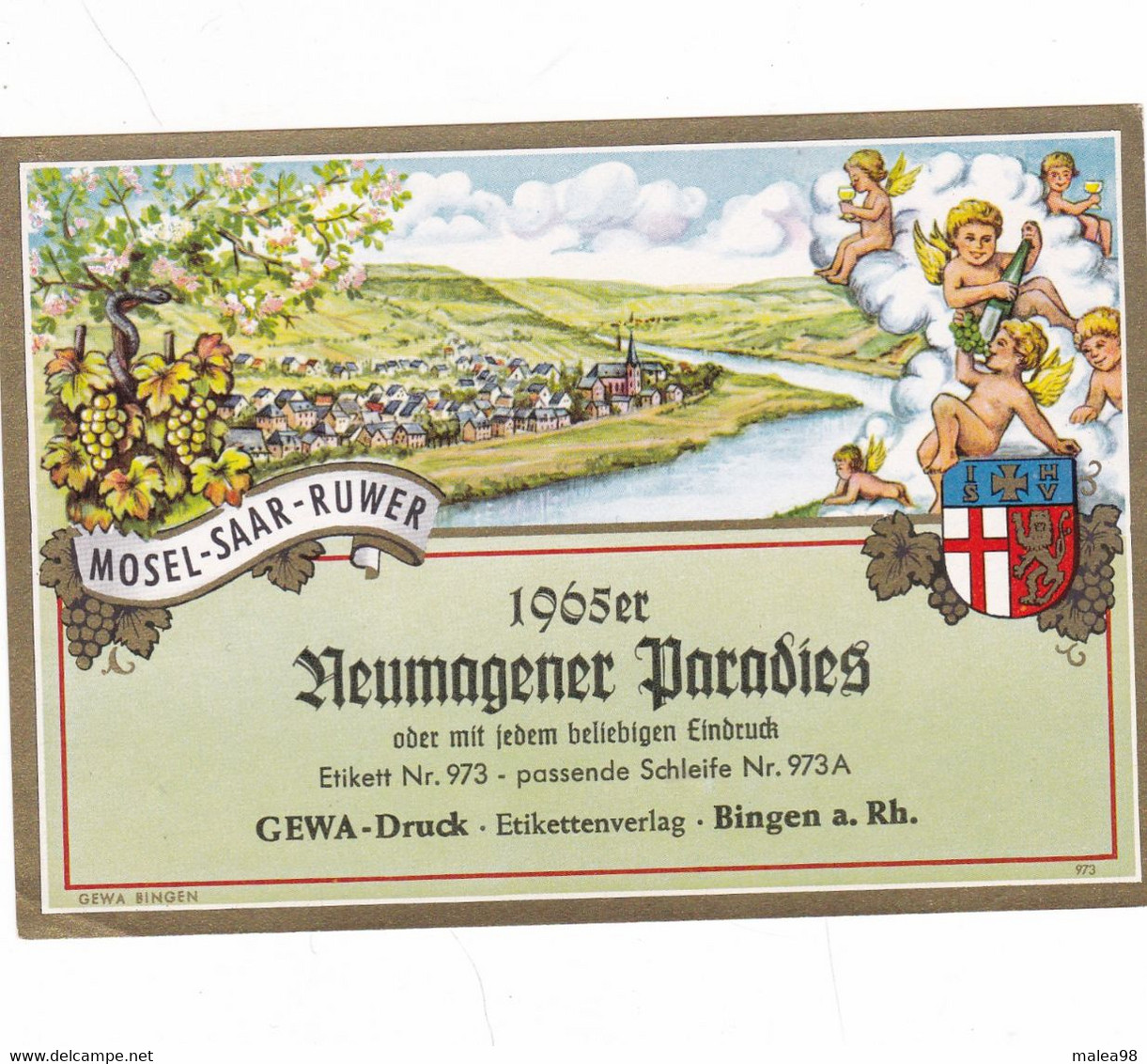 3 ETIQUETTES  , Neuves  DES VINS DU RHIN DES ANNEES 80/85,,,THEME;   Anges ,,,TBE - Andere & Zonder Classificatie