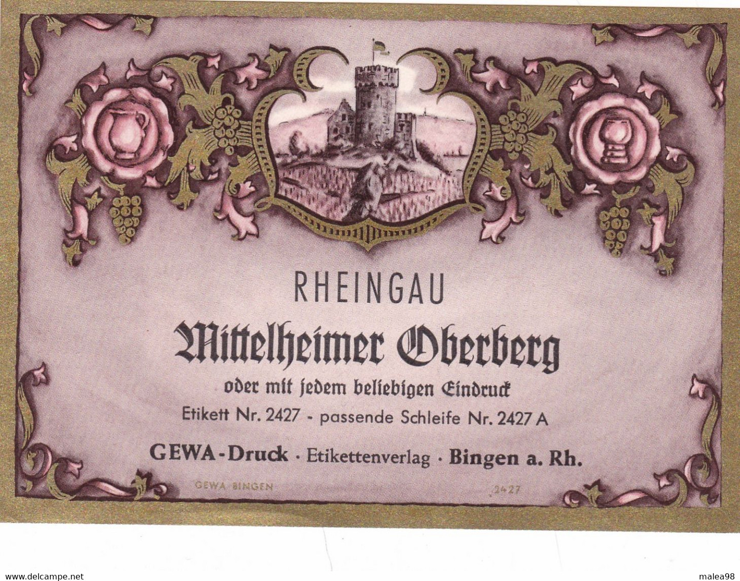 TROIS  ETIQUETTES Neuves , DES VINS DU RHIN  ,,,ANNEES 80/85 ,,THEME  Chateau Avec Donjon,,,COULEURS DIFFERENTES - Schlösser