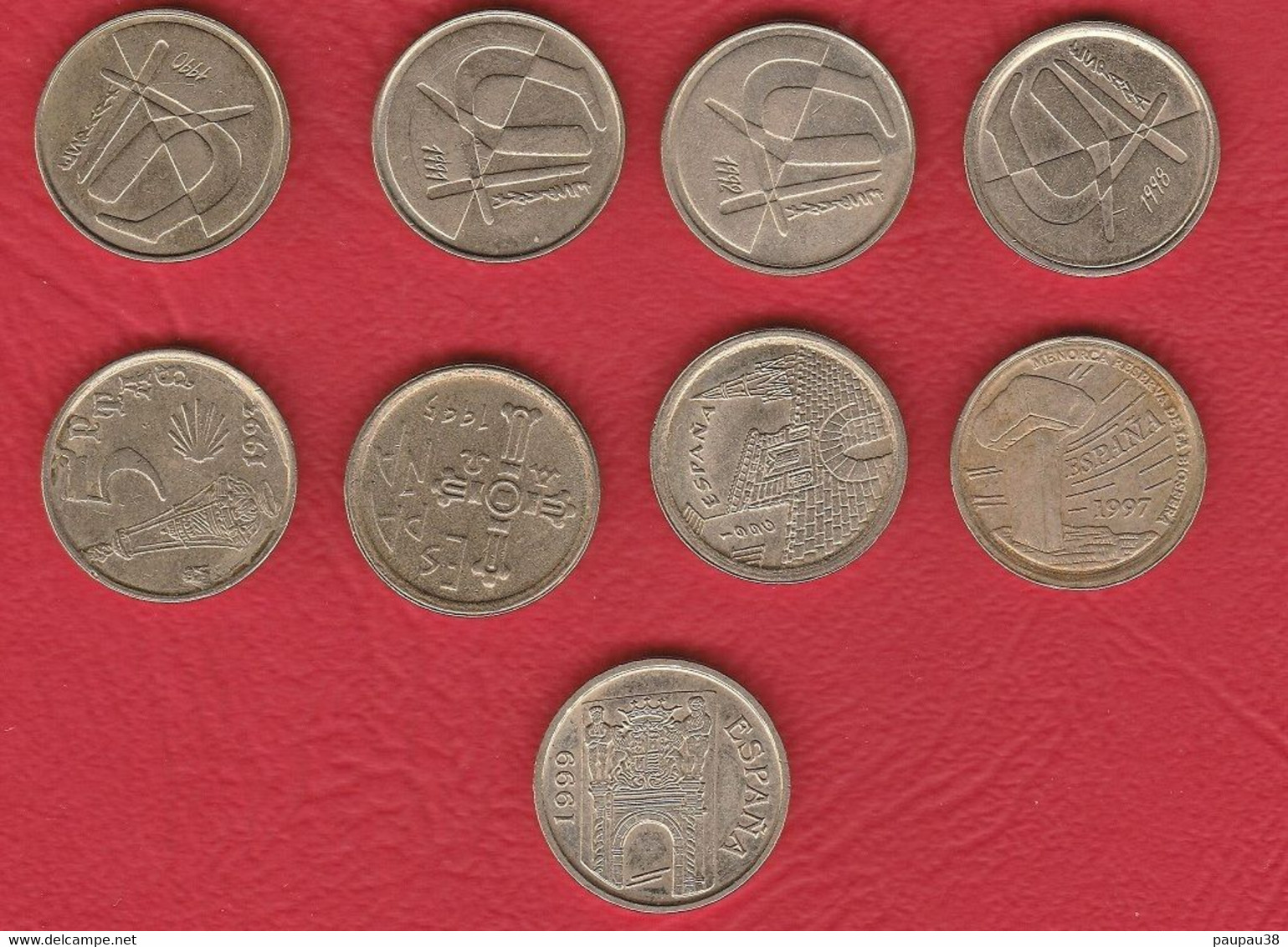 N° 46 - MONNAIES ESPAGNE SERIE 9 MONNAIES 5 CENTS DIFFERENTES - Colecciones