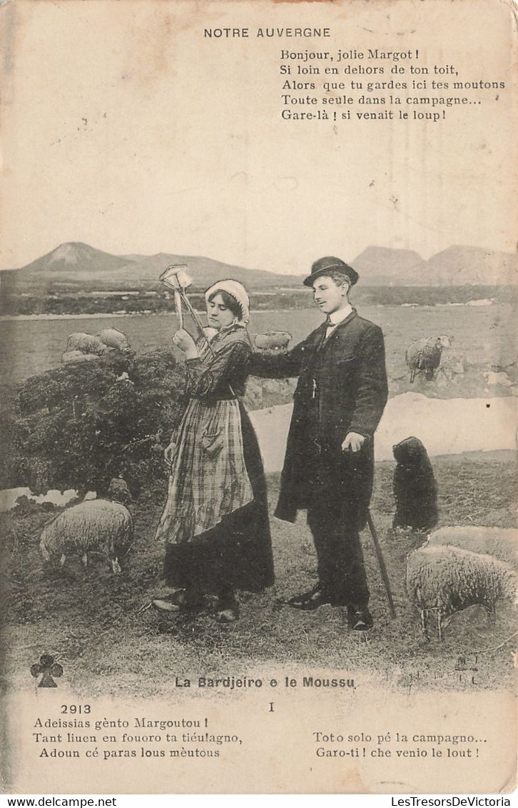 Folklore - Notre Auvergne - La Bardjeiro E Le Moussu - Bergère - Mouton - Poème - Carte Postale Ancienne - Personen