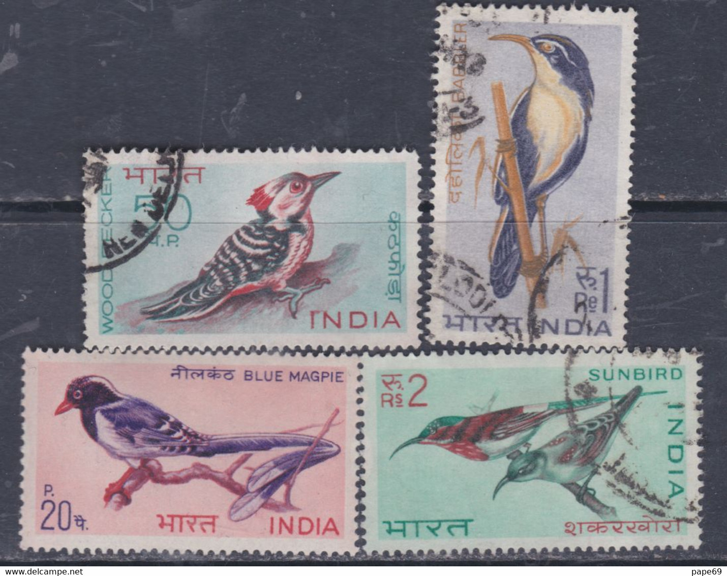 Inde N°  263 / 66 O :  Oiseaux Divers, La Série Des 4 Valeurs Oblitérées Sinon TB - Oblitérés