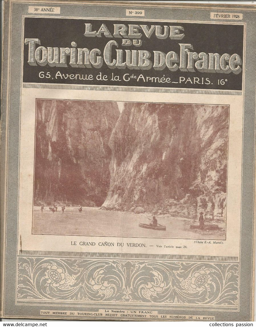 La Revue DuTOURING CLUB DE FRANCE, N° 399,  1928, 40 Pages, 4 Scans, Frais Fr 4.50 E - 1900 - 1949