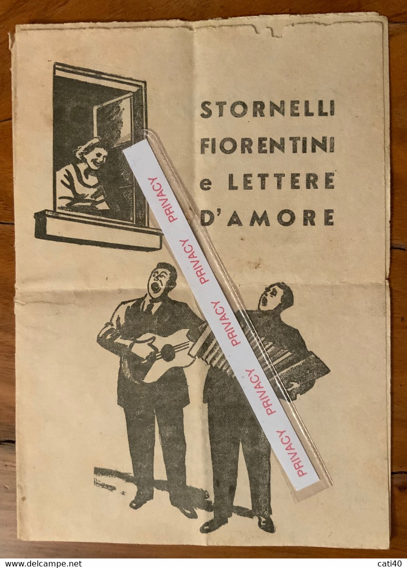 STORNELLI FIORENTINI E LETTERE D'AMORE  - OPUSCOLO D'EPOCA  - 8 Pag. - Documenti Storici