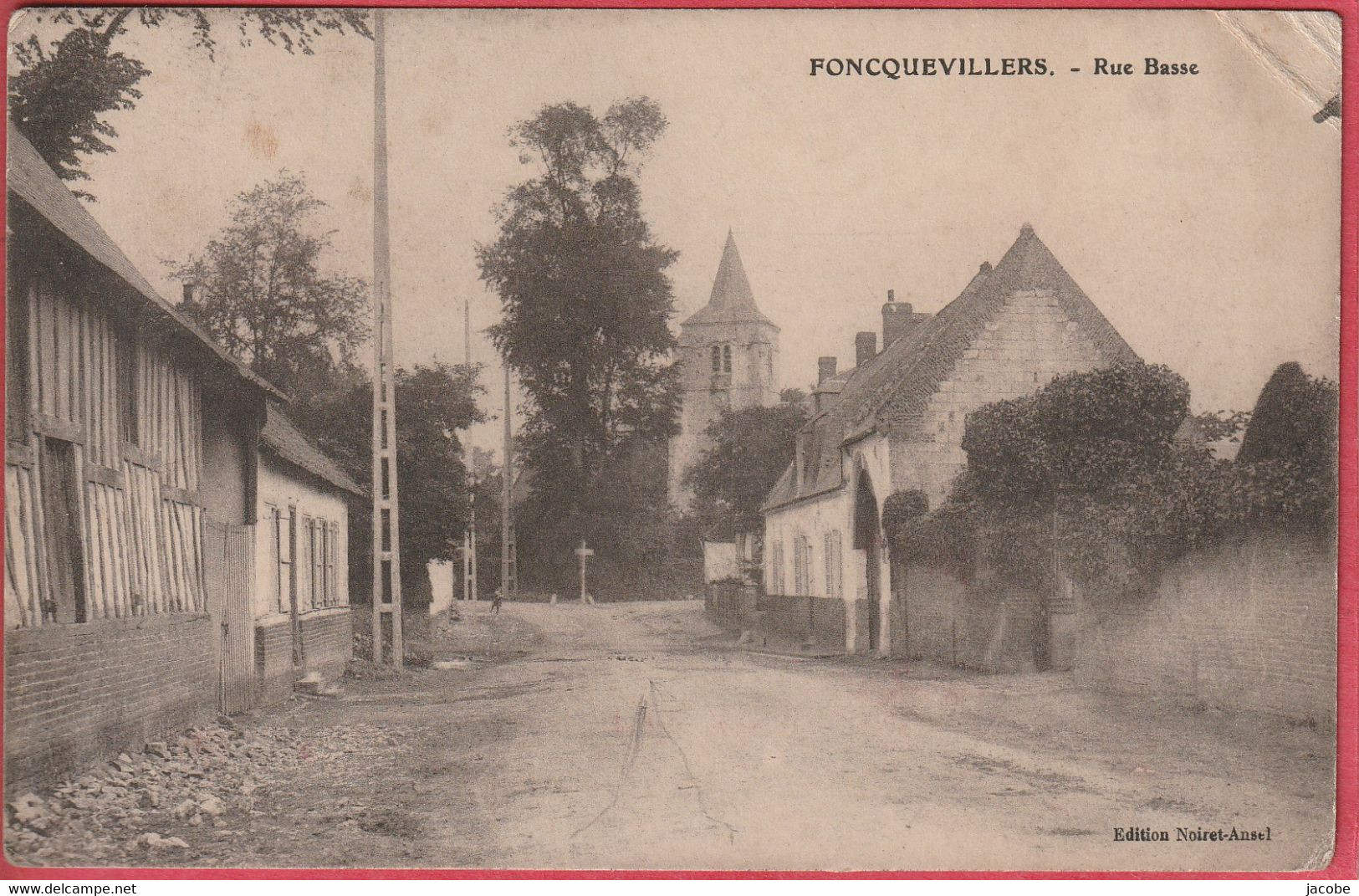 Foncquevillers  (Pas-de-Calais) Lot Deux  Cartes  Postales -  Rue Basse - Vve  . Ansel - Bonnard , éditeur - Avesnes Le Comte