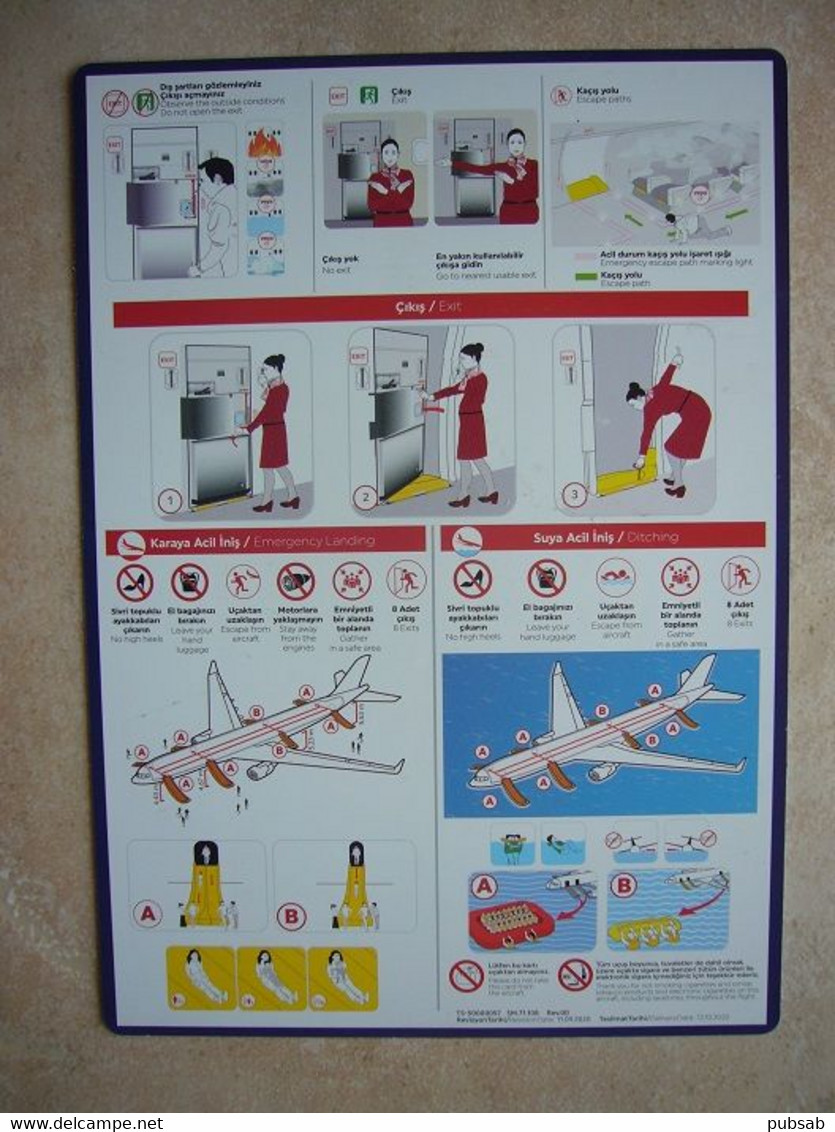 Avion / Airplane / TURKISH AIRLINES / Airbus A330-200/300 / Safety Card / Consignes De Sécurité - Sicherheitsinfos